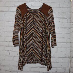 🌟 Multiples Chevron Cardigan w/ Suede & Rhinestone Shoulders · Women’s Large
